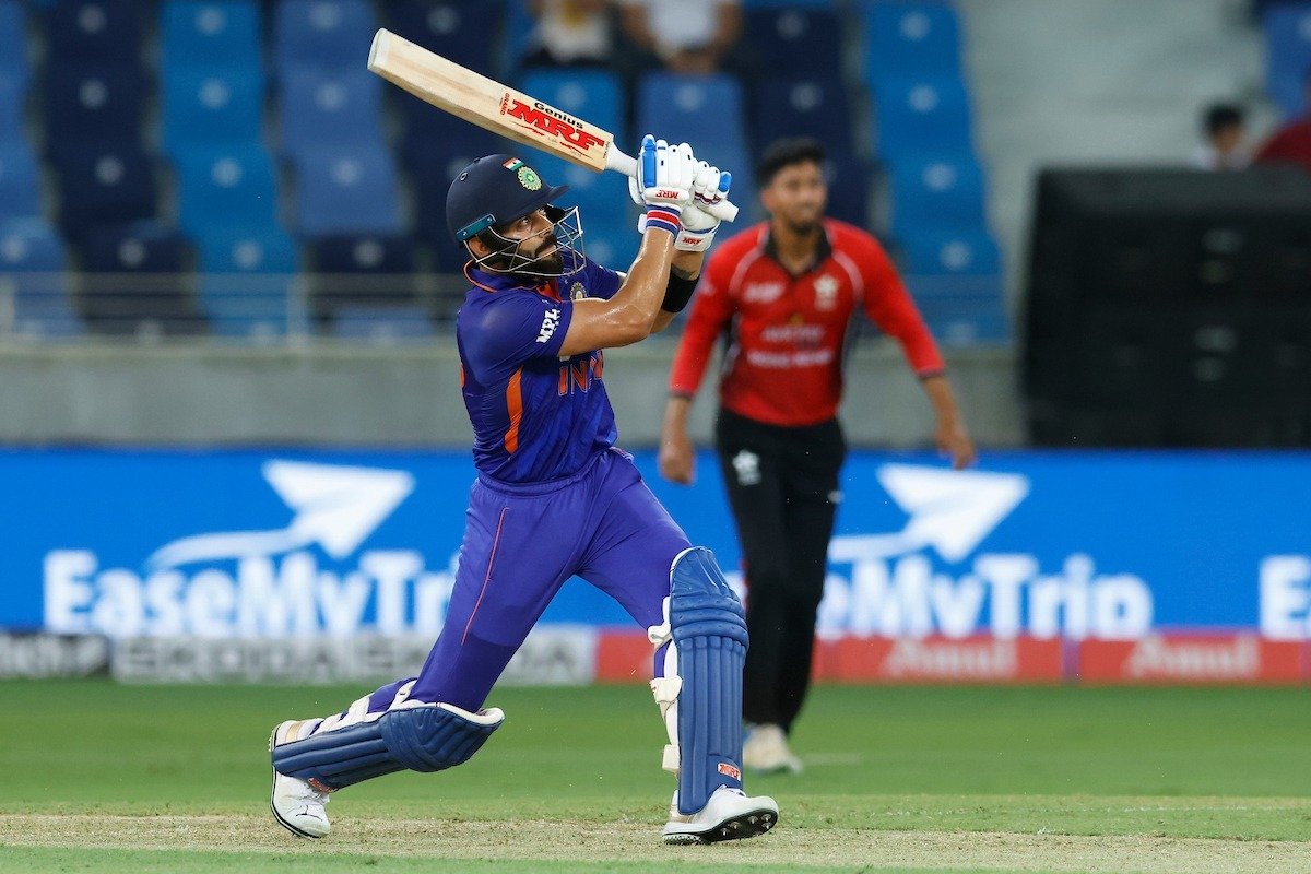 Virat Kohli’s stumbling fifty leads him not to celebrate against Hong Kong.
