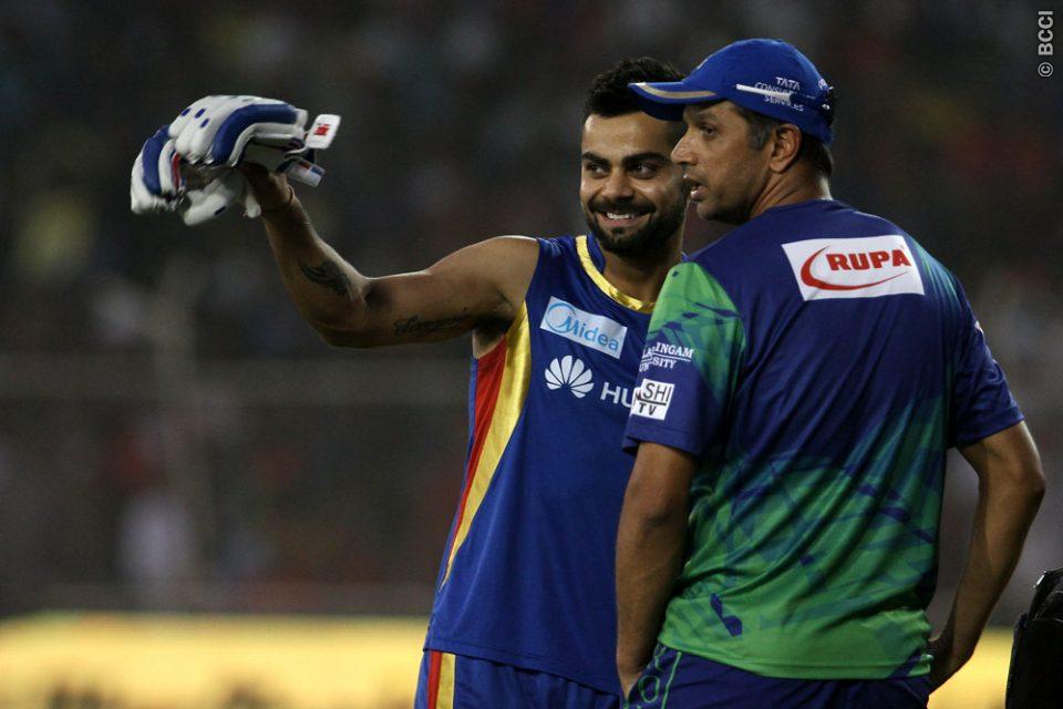 Dravid during an IPL game with Virat Kohli