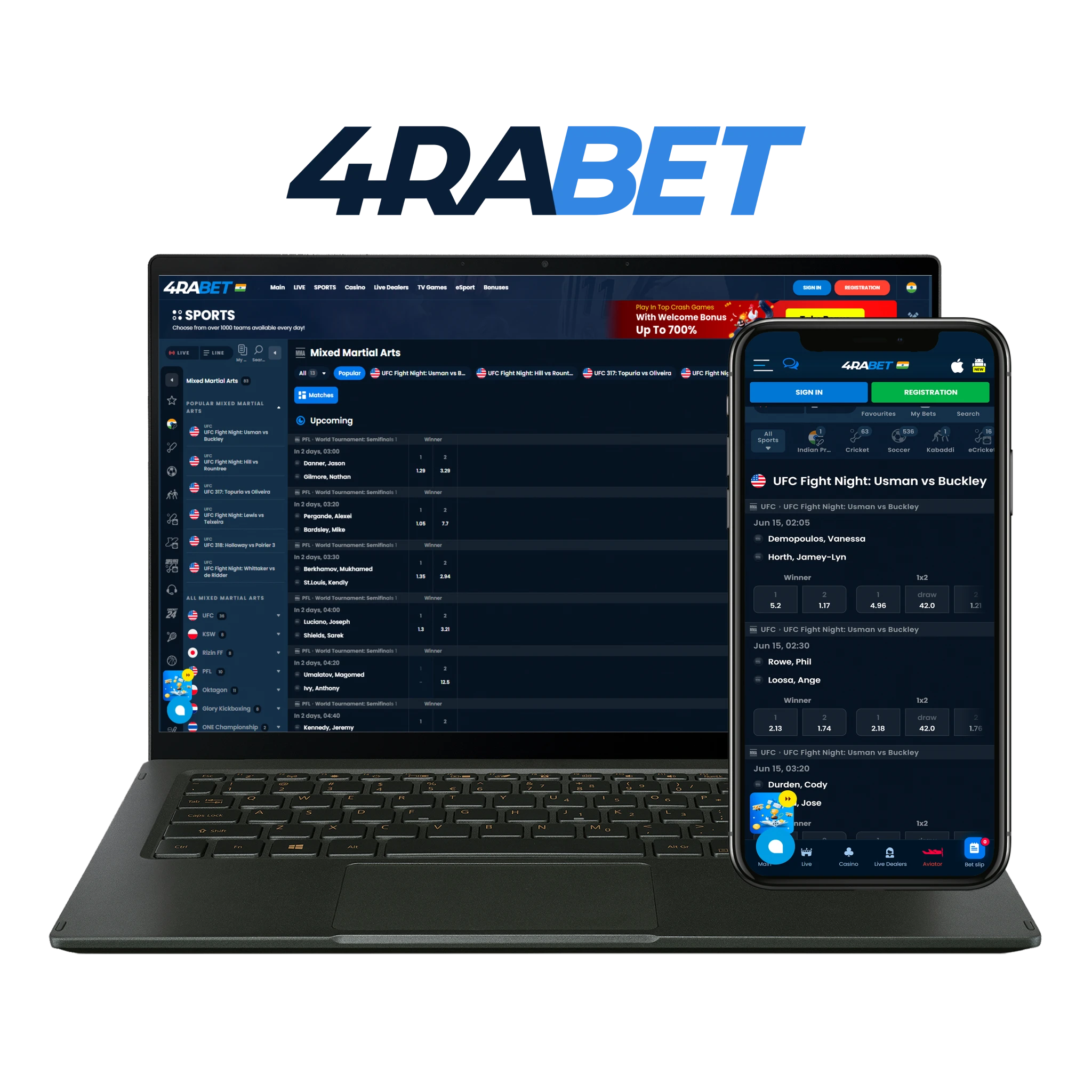 4rabet - Best MMA betting site for Indian users.