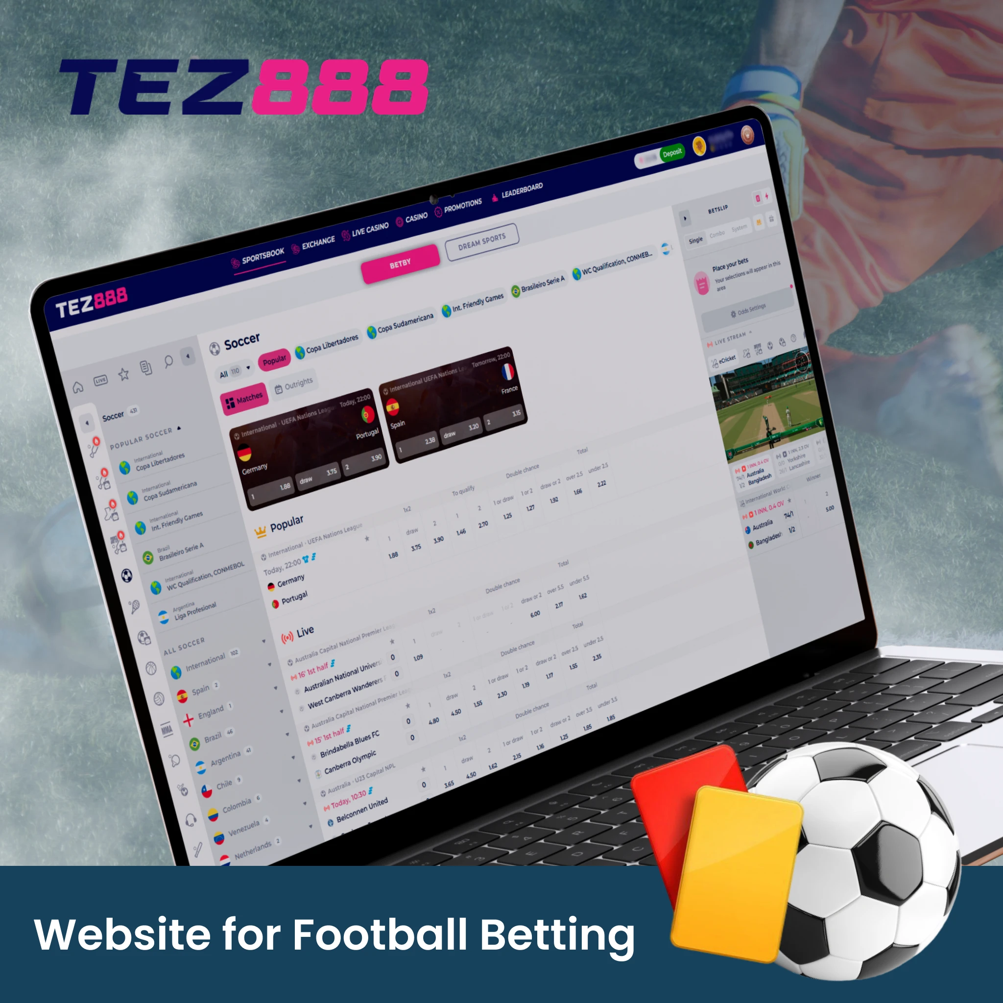 You can bet on football on the Tez888 website.