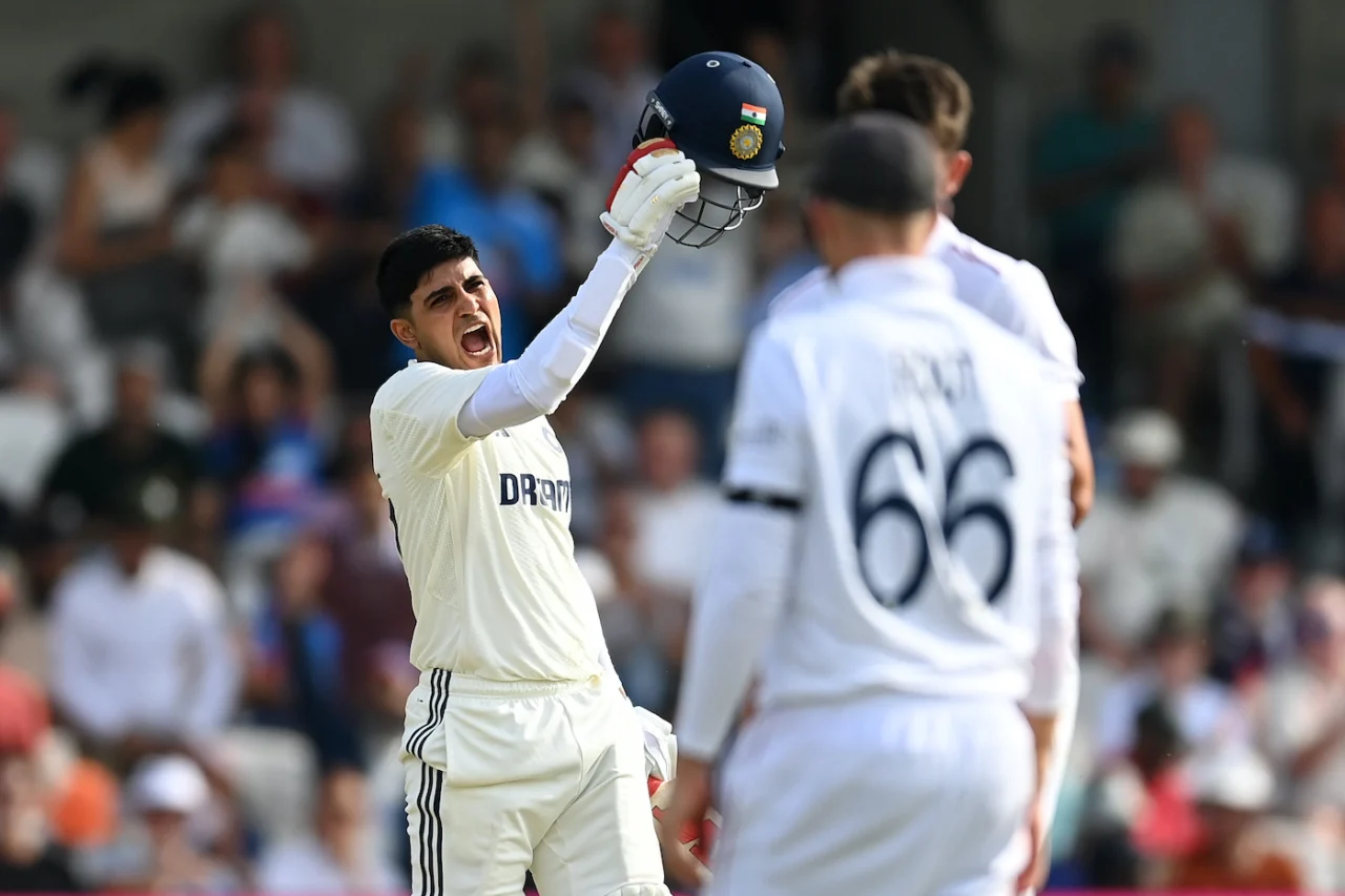 Shubman Gill roars after getting to a ton in his first knock as Test skipper, in Headingley on Friday