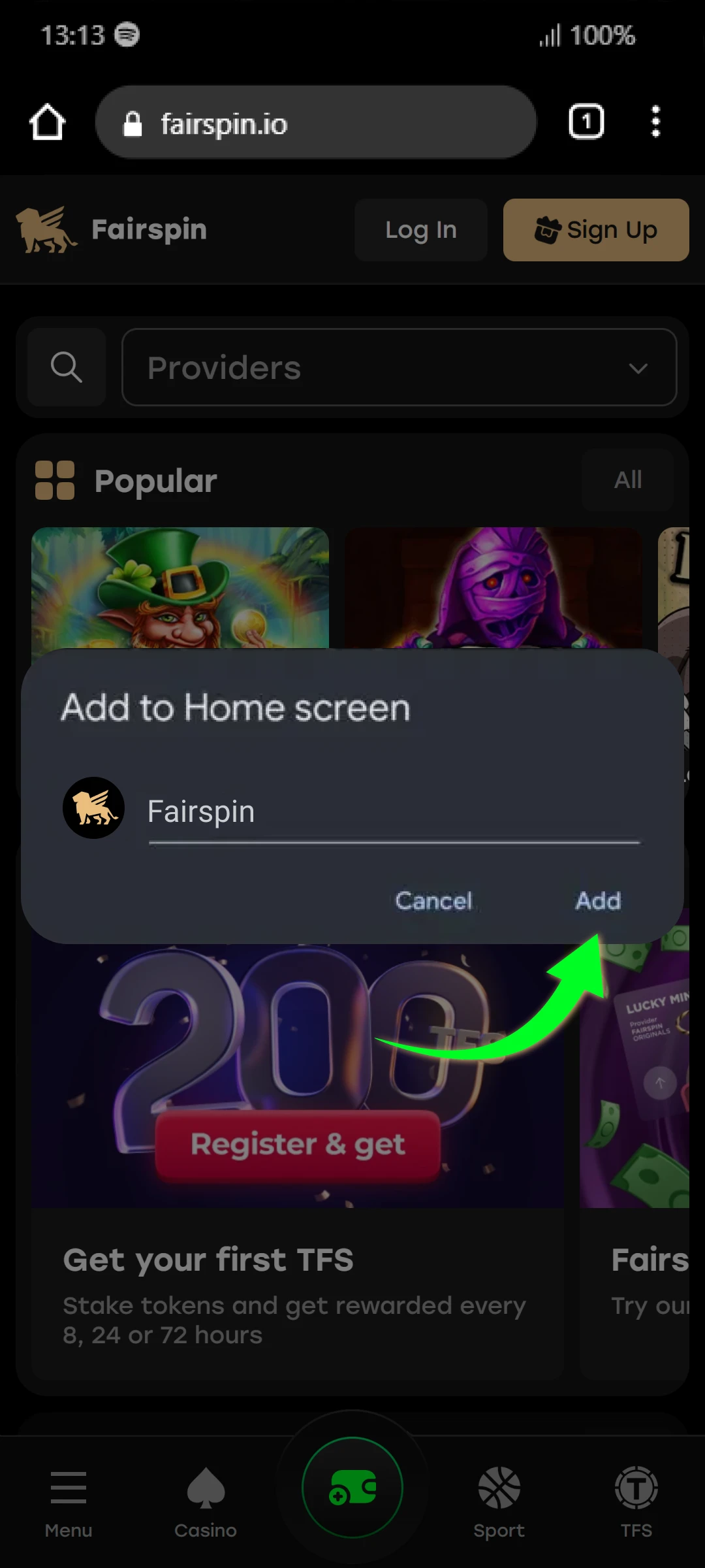 Pick a name for the mobile application and hit the “Add” button.