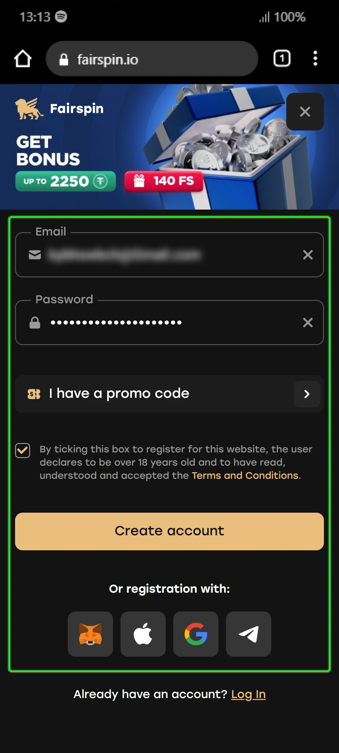 Fill in the first form with the required details.