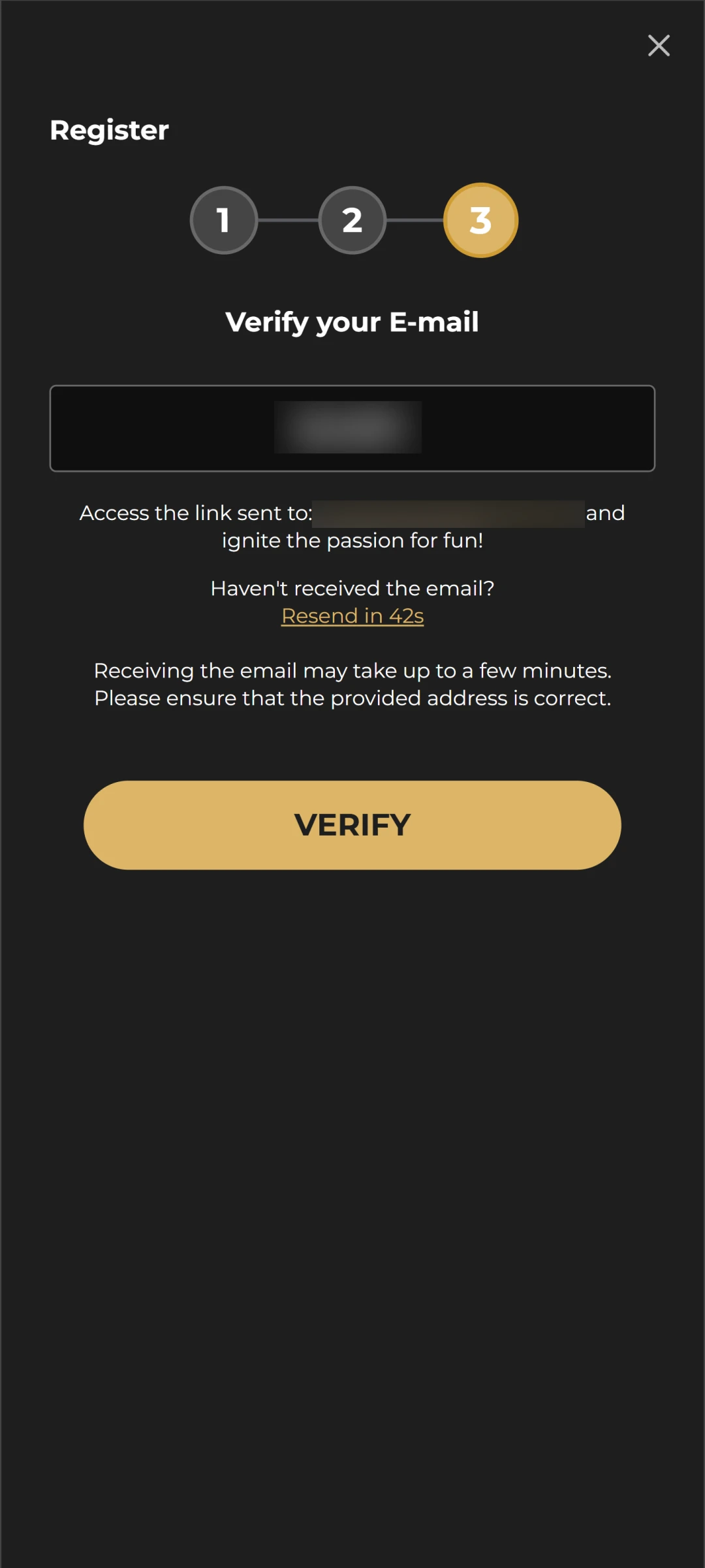 Complete the registration and start betting.