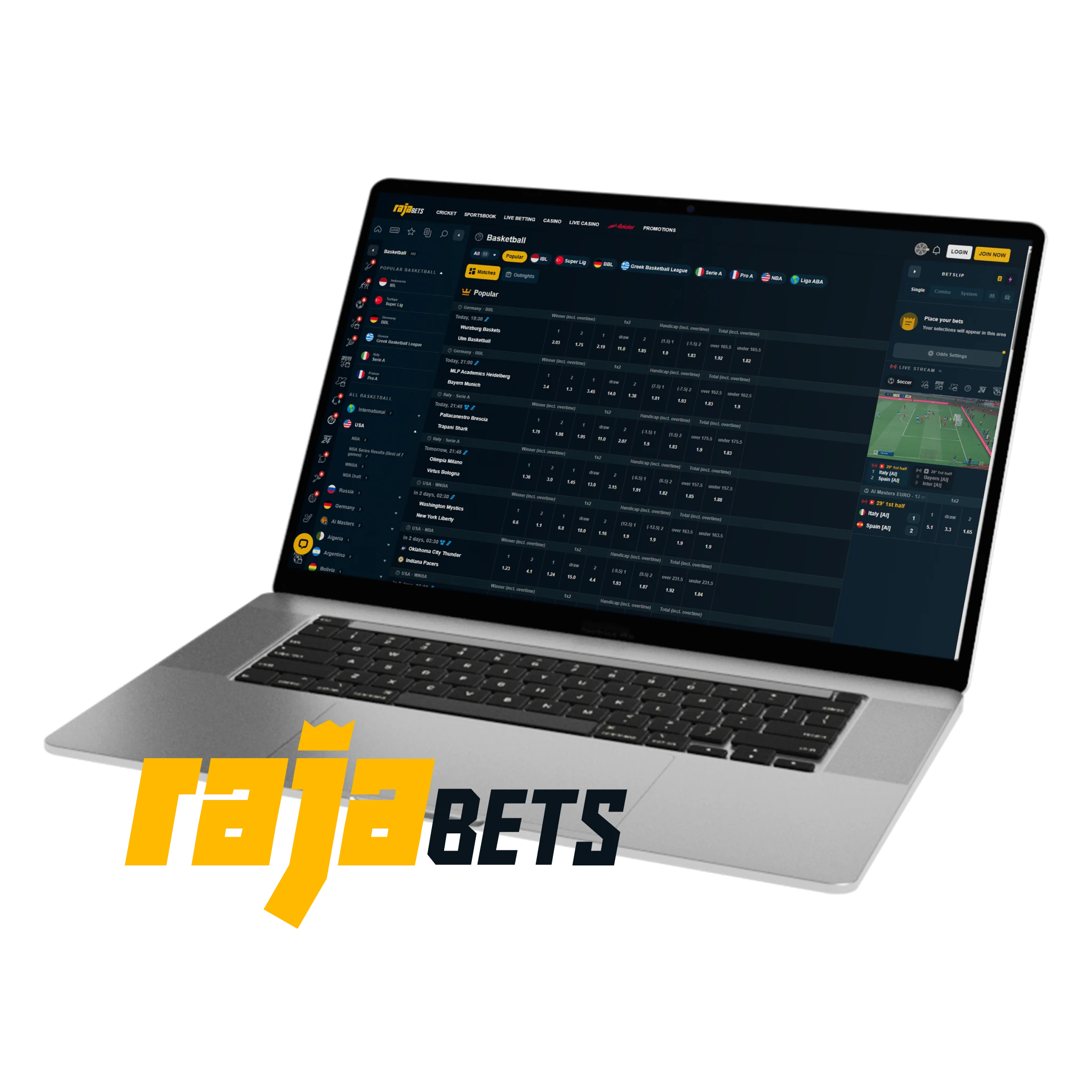 Rajabets is the best site for betting on basketball using cryptocurrency.