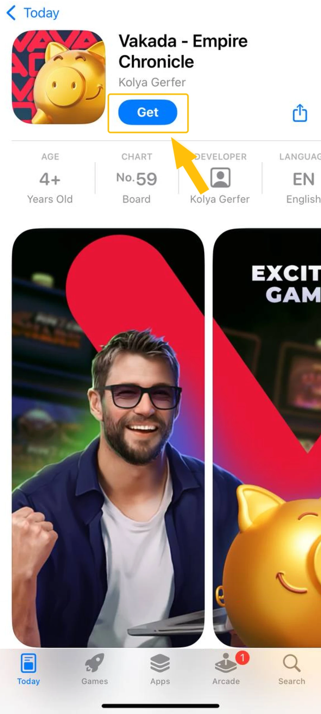 In the App Store, tap Install to download the Vavada casino app to your device.