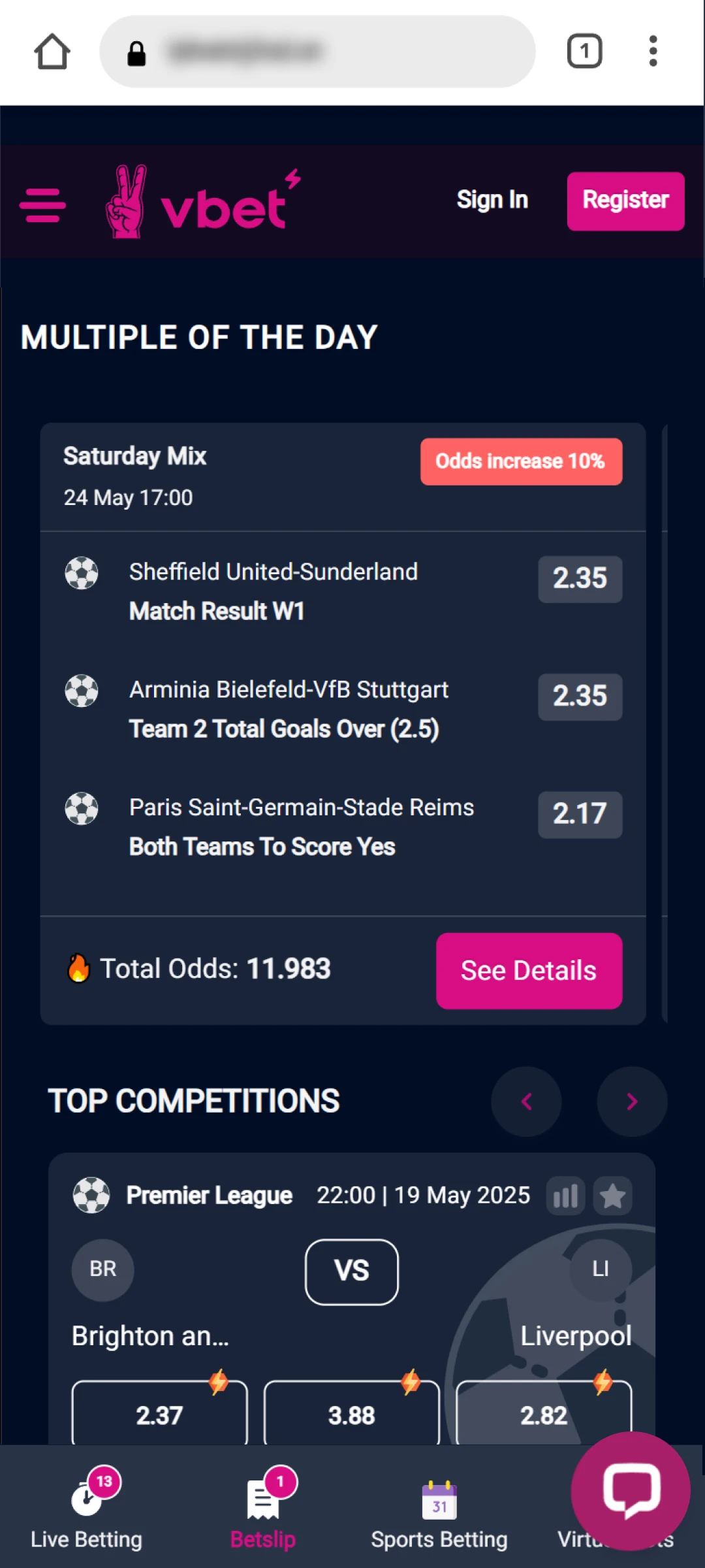 Go to the official Vbet website and download the APK file.