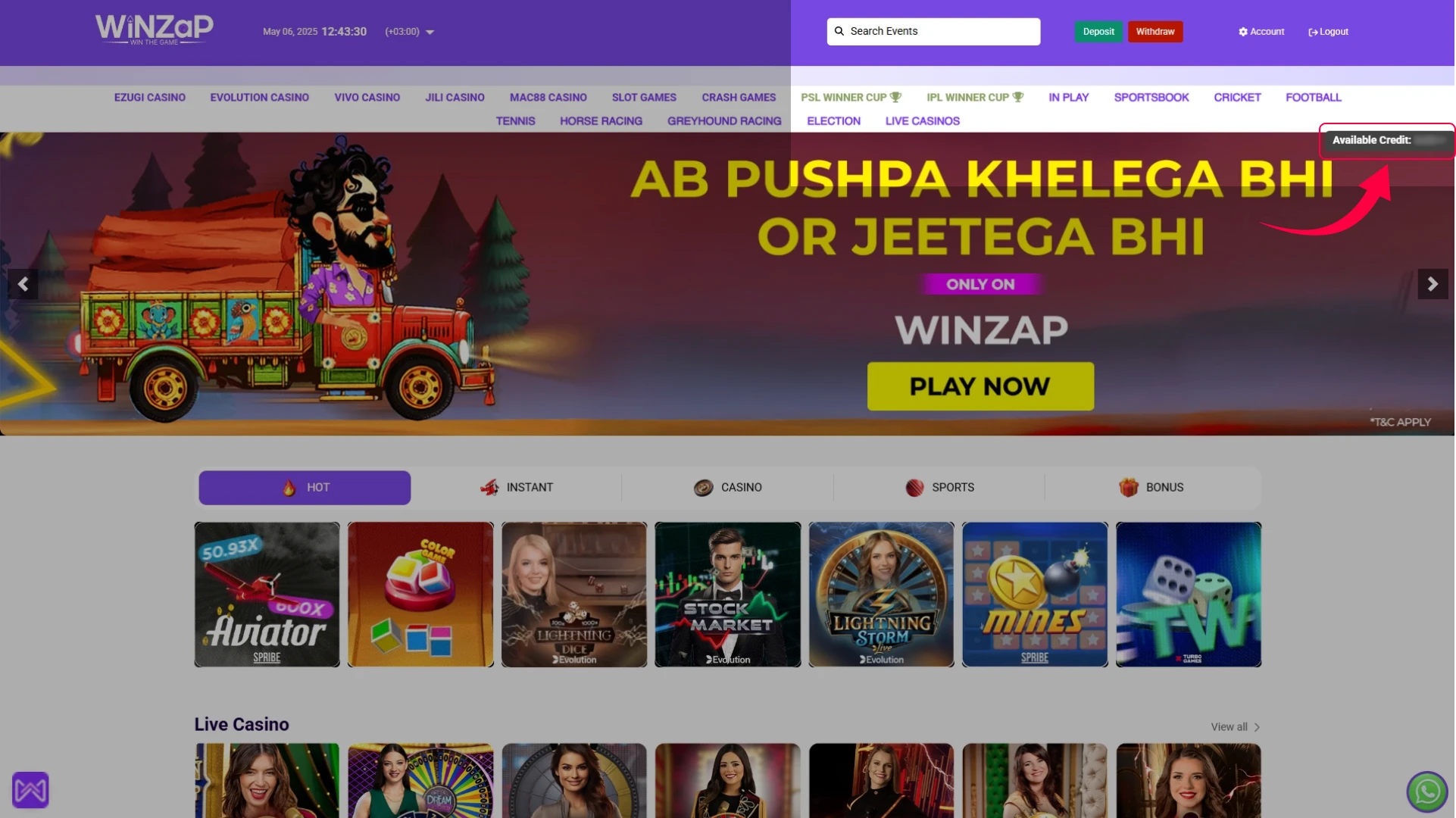 The Winzap withdrawal time is usually 45 minutes for processing.